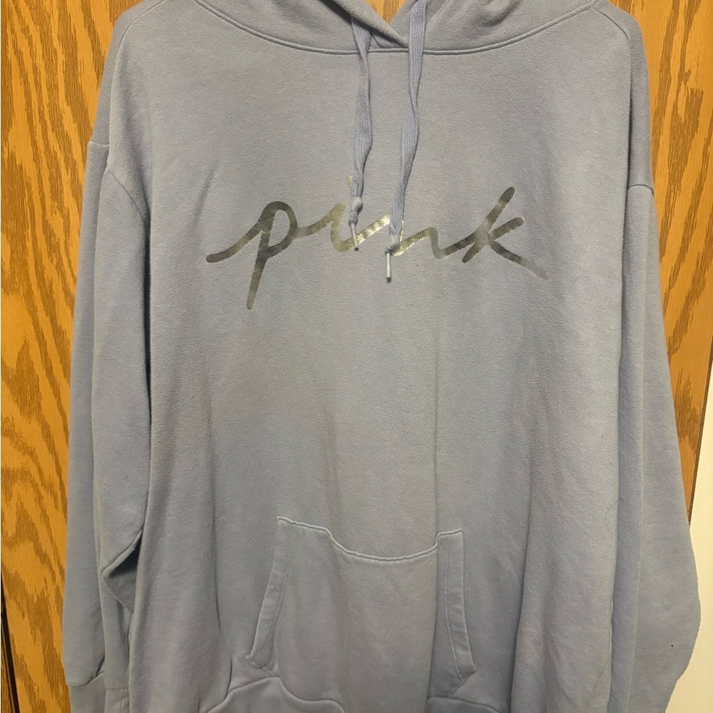 Blue Hoodie with Silver Logo